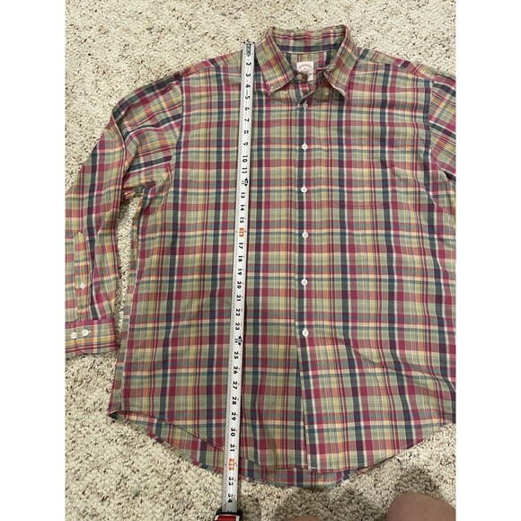 Brooks Brothers Plaid Shirt Mens Sz XL Button Up Long Sleeve Multi Color Red - Picture 7 of 12